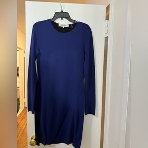 Diane Von Furstenburg black and blue midi long sleeve dress size M